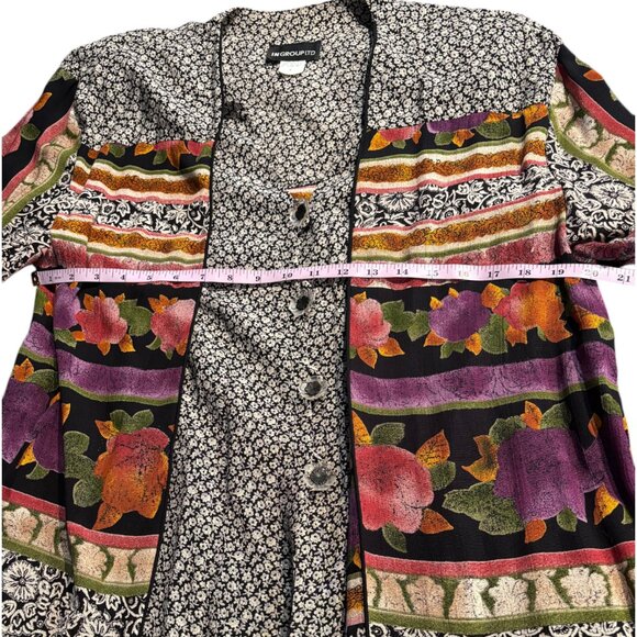 In Group ltd Vintage 80s abstract mixed floral skirt set w attached jacket sz 8 - Picture 12 of 16